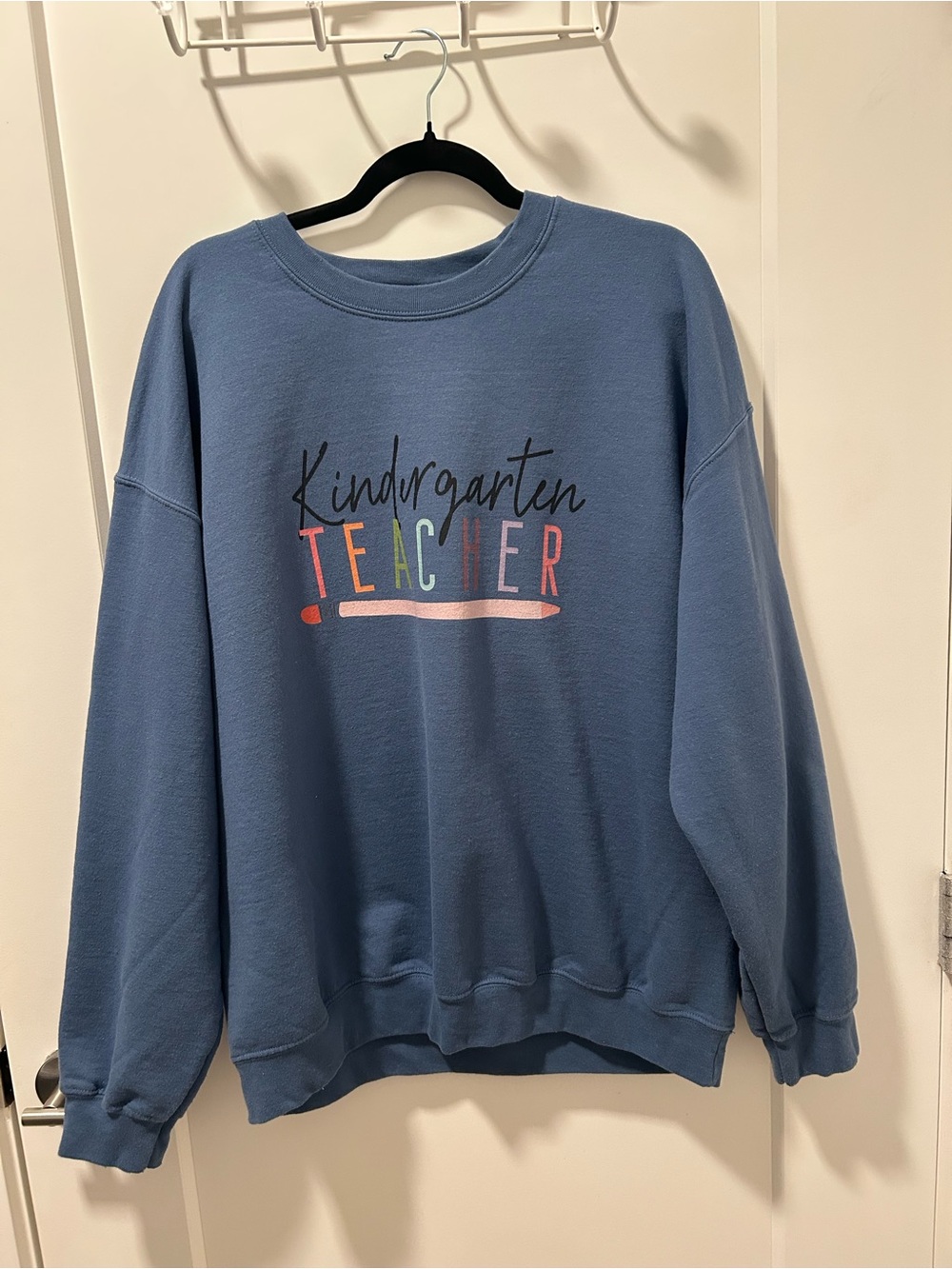 Charming Slate Blue Kindergarten Teacher Graphic Sweatshirt